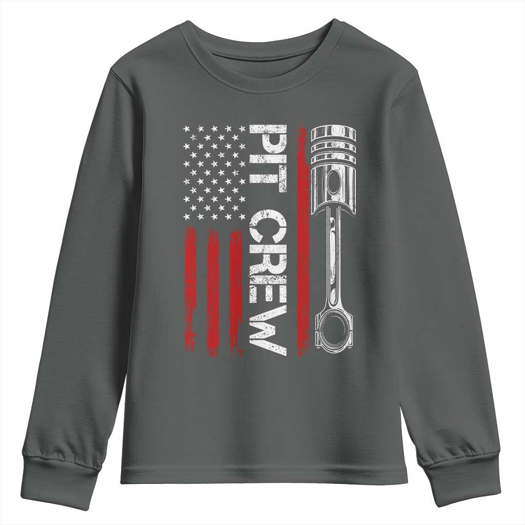 Pit Crew Youth Sweatshirt Racing Race Car American Flag - Wonder Print Shop
