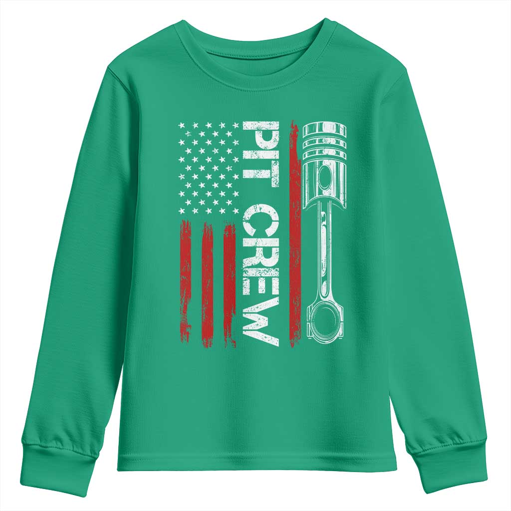 Pit Crew Youth Sweatshirt Racing Race Car American Flag - Wonder Print Shop