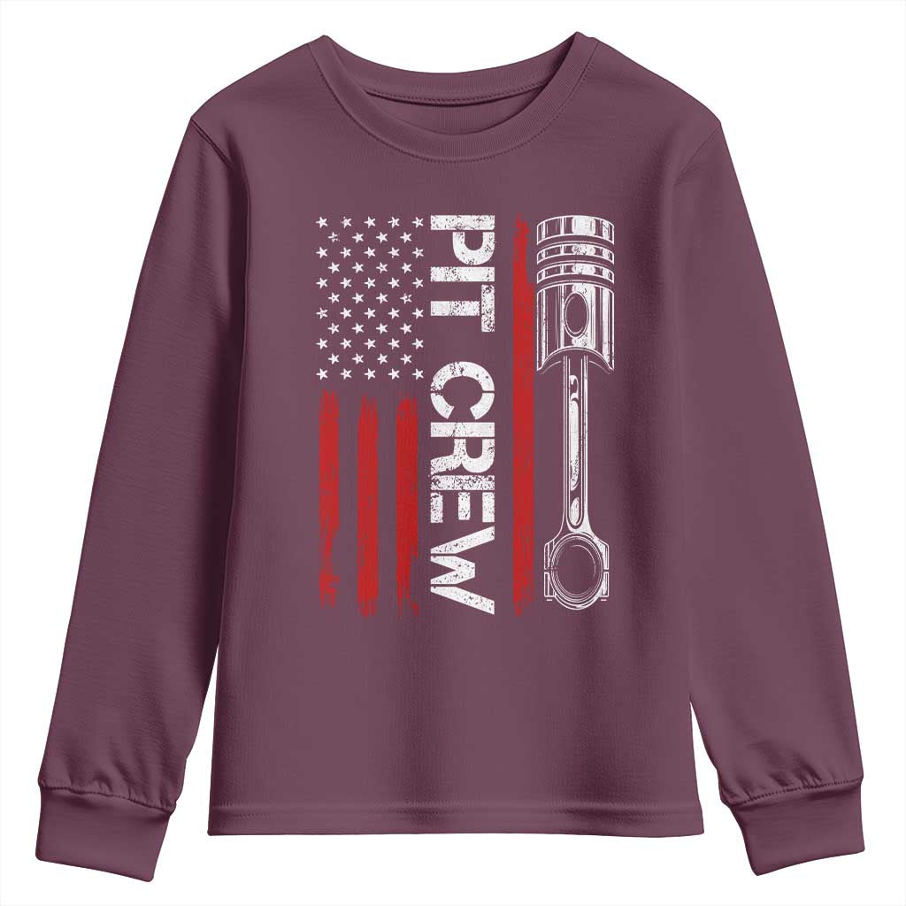 Pit Crew Youth Sweatshirt Racing Race Car American Flag - Wonder Print Shop