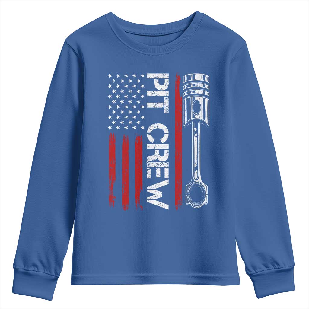 Pit Crew Youth Sweatshirt Racing Race Car American Flag - Wonder Print Shop