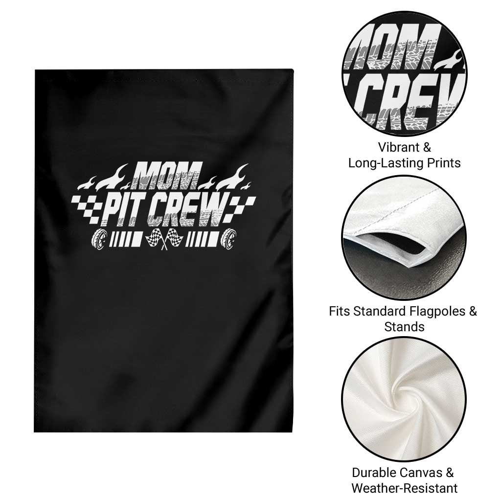 Mom Pit Crew Garden Flag Race Car Family Racing Birthday Hosting Parties - Wonder Print Shop