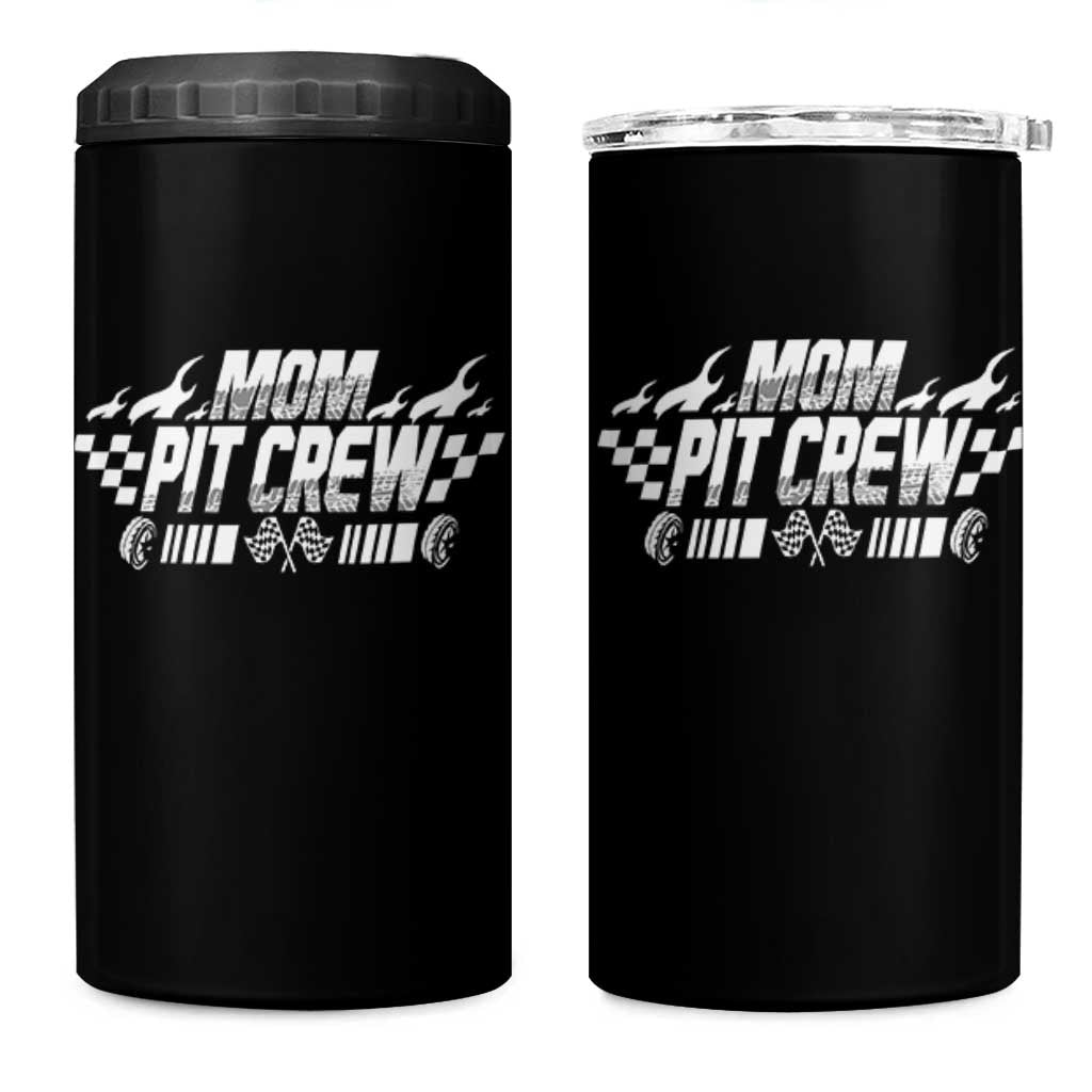 Mom Pit Crew 4 in 1 Can Cooler Tumbler Race Car Family Racing Birthday Hosting Parties - Wonder Print Shop