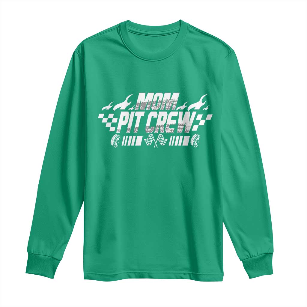 Mom Pit Crew Long Sleeve Shirt Race Car Family Racing Birthday Hosting Parties - Wonder Print Shop
