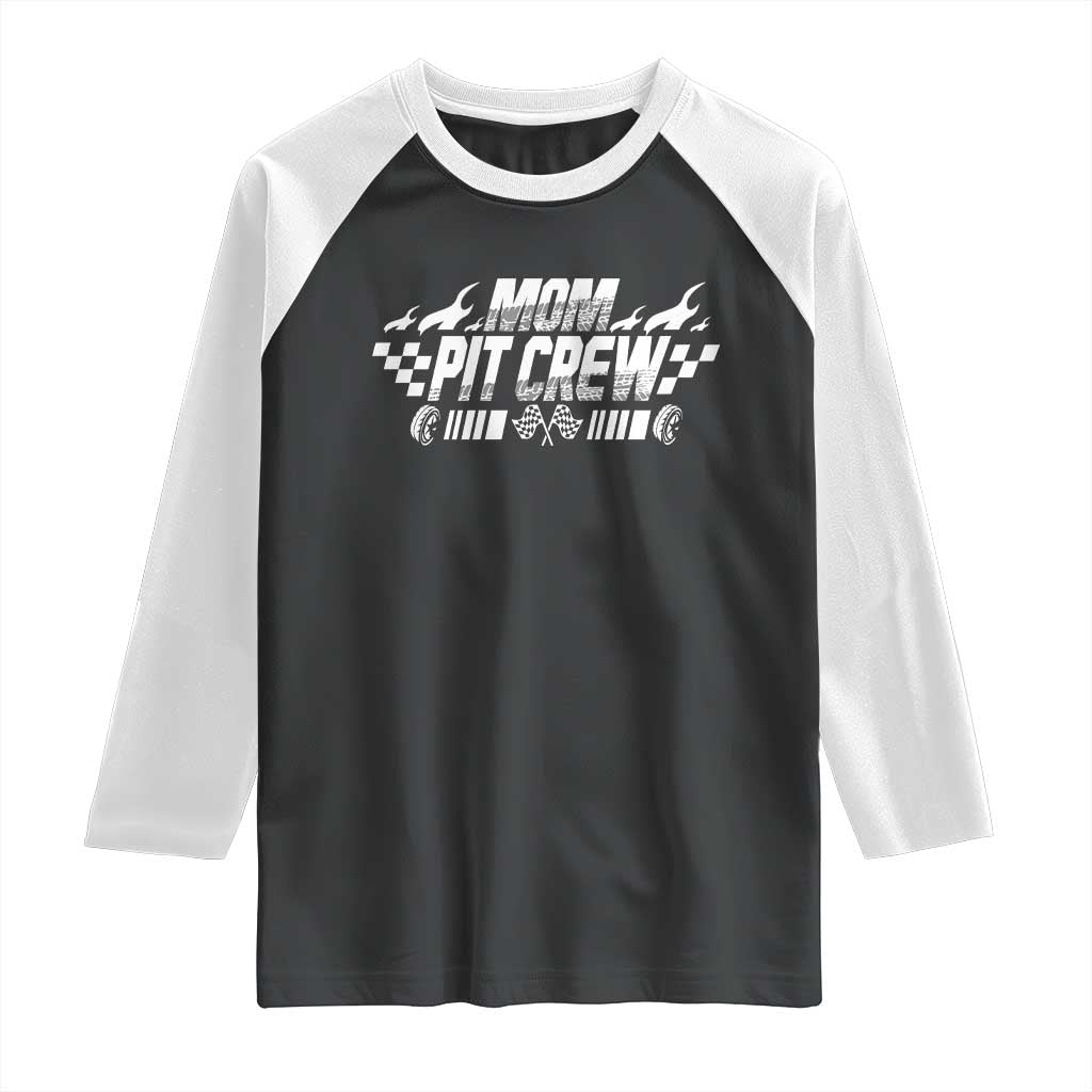 Mom Pit Crew Raglan Shirt Race Car Family Racing Birthday Hosting Parties - Wonder Print Shop