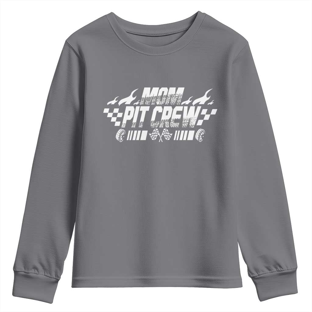 Mom Pit Crew Youth Sweatshirt Race Car Family Racing Birthday Hosting Parties - Wonder Print Shop
