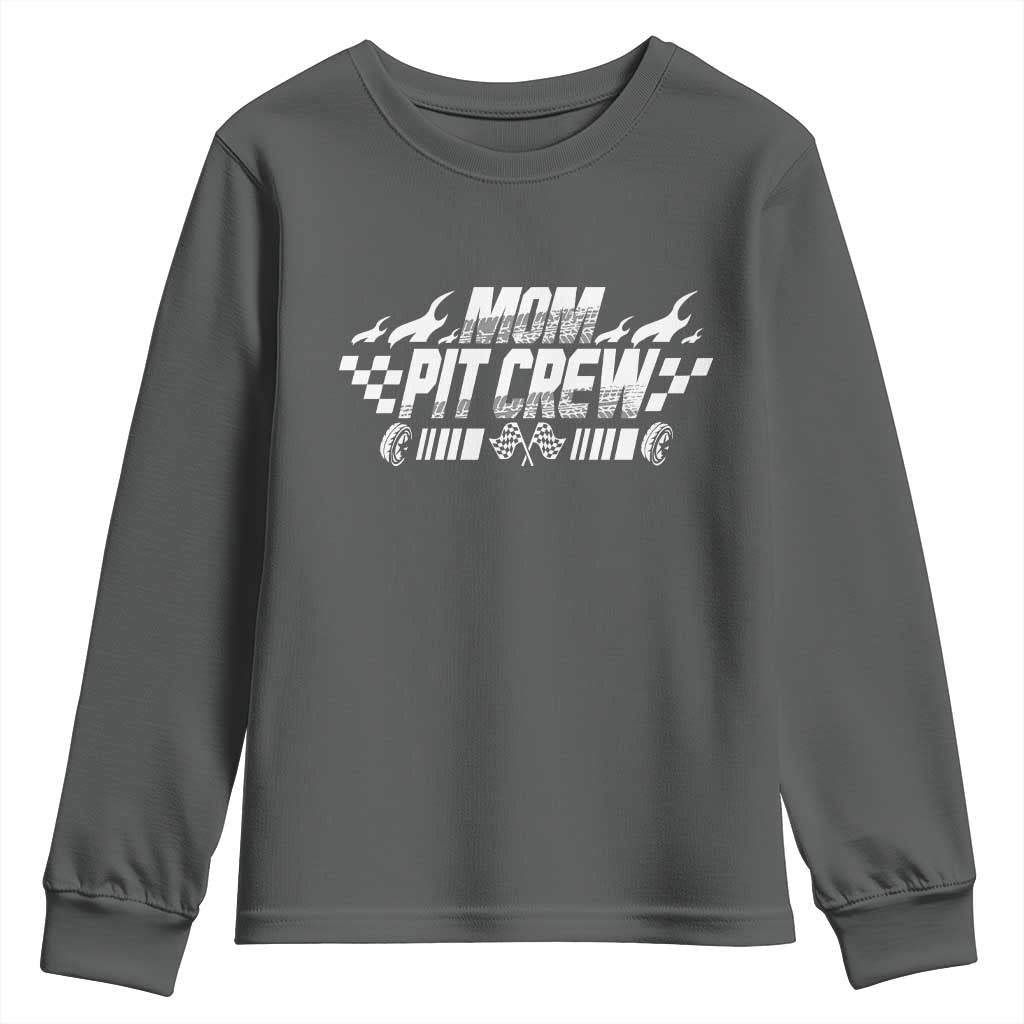 Mom Pit Crew Youth Sweatshirt Race Car Family Racing Birthday Hosting Parties - Wonder Print Shop