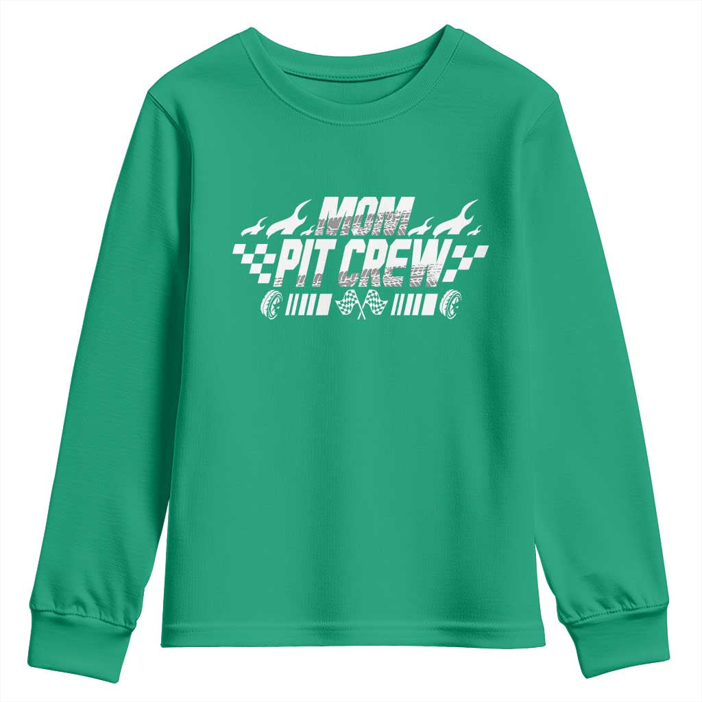 Mom Pit Crew Youth Sweatshirt Race Car Family Racing Birthday Hosting Parties - Wonder Print Shop