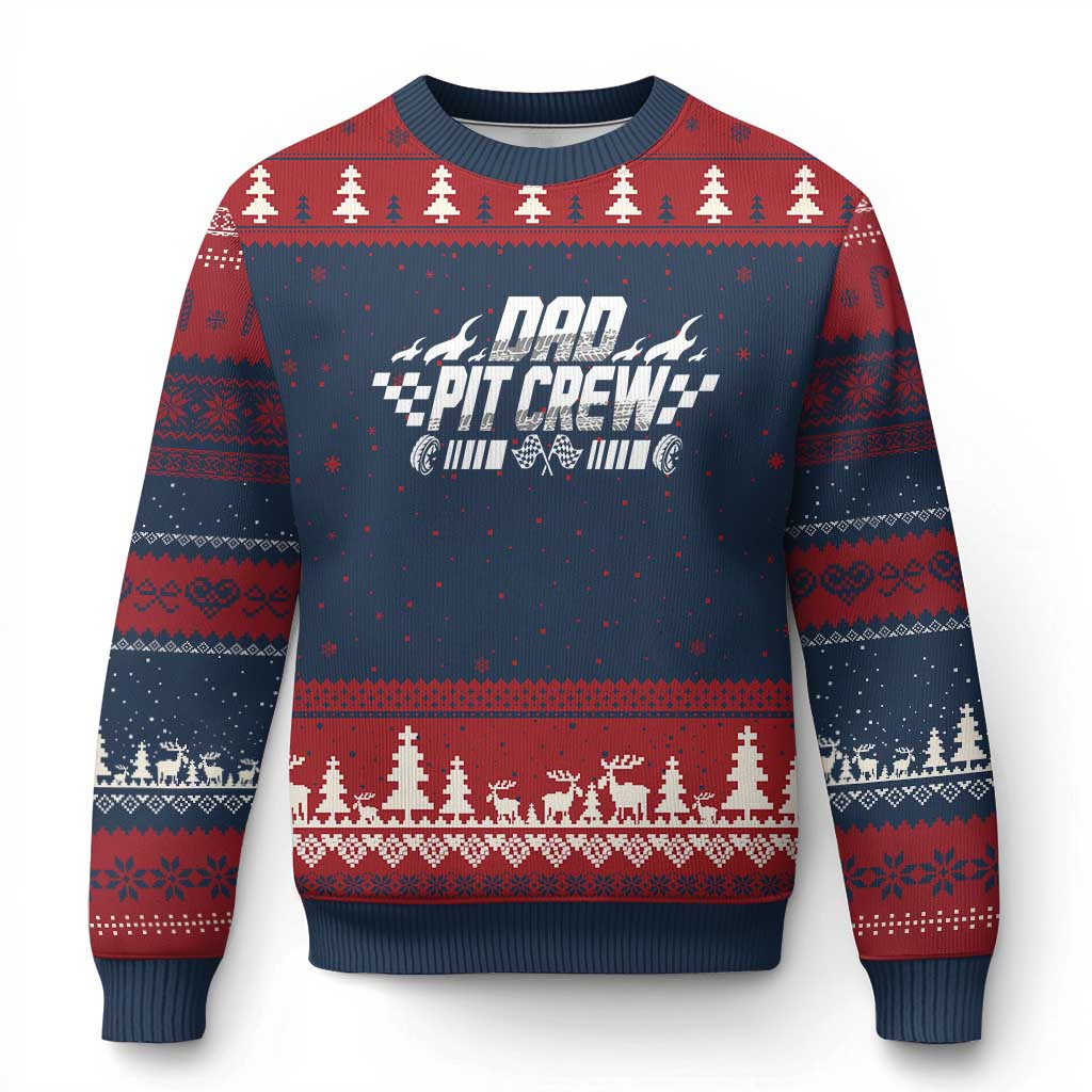 Dad Pit Crew Ugly Christmas Sweater Race Car Family Racing Birthday Hosting Parties - Wonder Print Shop