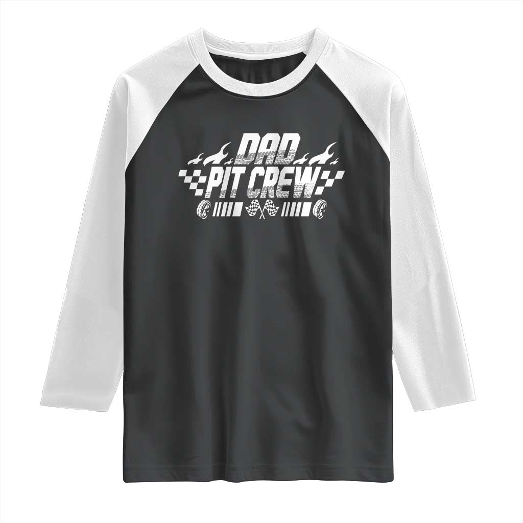 Dad Pit Crew Raglan Shirt Race Car Family Racing Birthday Hosting Parties - Wonder Print Shop