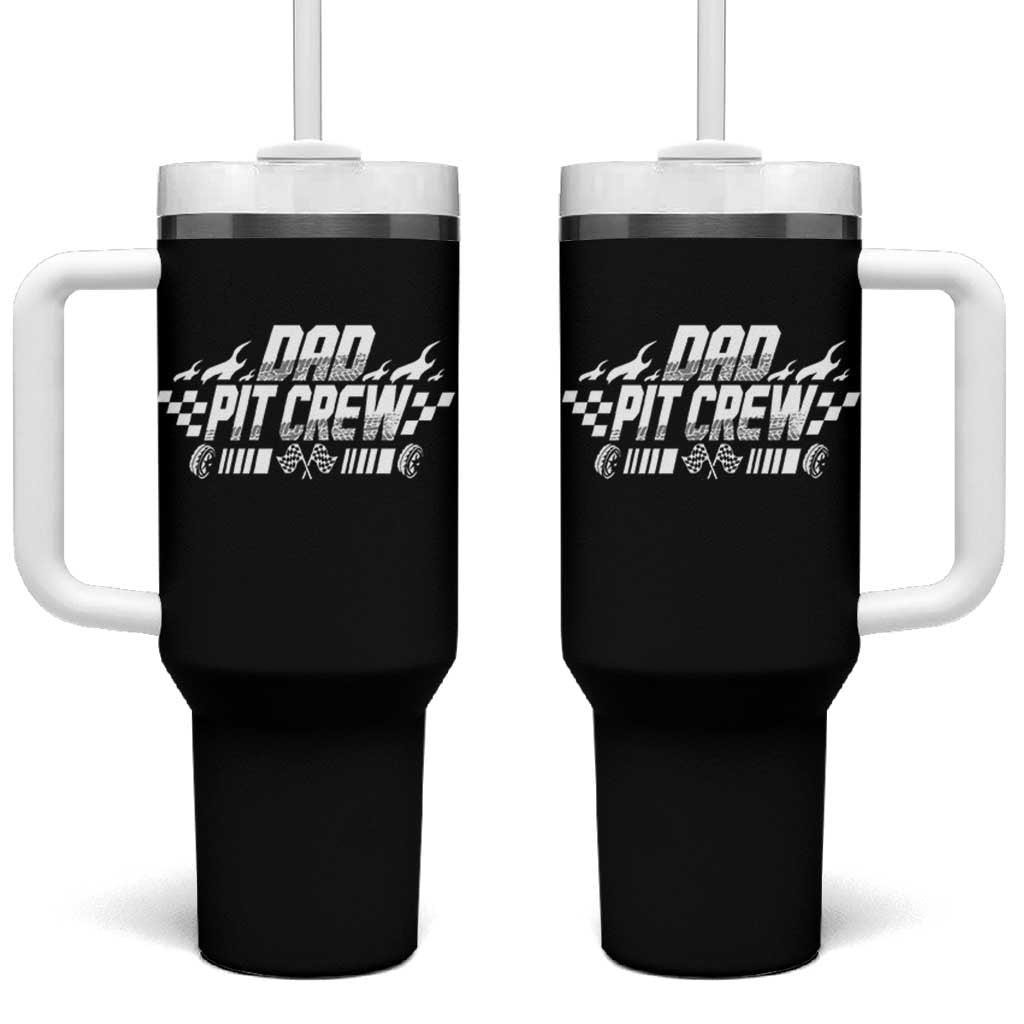 Dad Pit Crew Tumbler With Handle Race Car Family Racing Birthday Hosting Parties - Wonder Print Shop