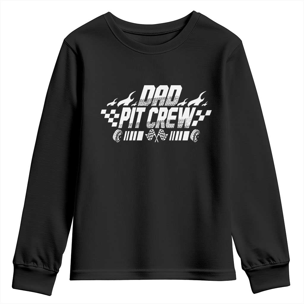 Dad Pit Crew Youth Sweatshirt Race Car Family Racing Birthday Hosting Parties - Wonder Print Shop