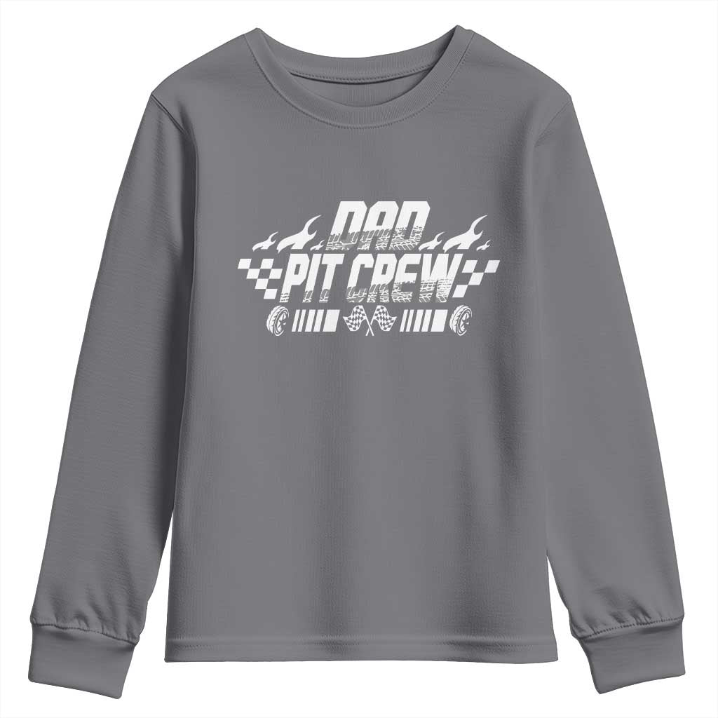 Dad Pit Crew Youth Sweatshirt Race Car Family Racing Birthday Hosting Parties - Wonder Print Shop