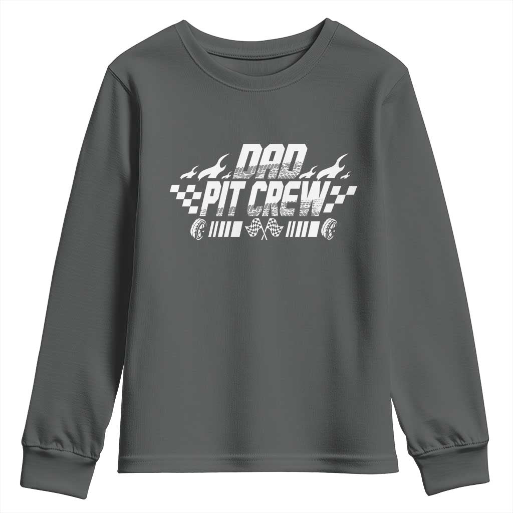Dad Pit Crew Youth Sweatshirt Race Car Family Racing Birthday Hosting Parties - Wonder Print Shop
