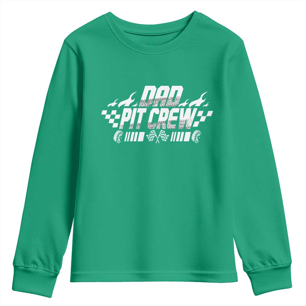 Dad Pit Crew Youth Sweatshirt Race Car Family Racing Birthday Hosting Parties - Wonder Print Shop