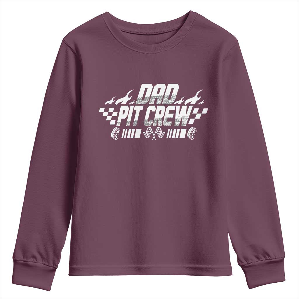 Dad Pit Crew Youth Sweatshirt Race Car Family Racing Birthday Hosting Parties - Wonder Print Shop