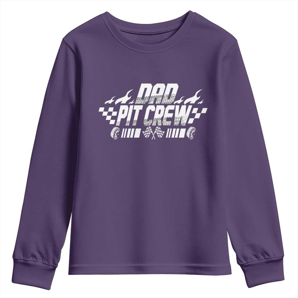 Dad Pit Crew Youth Sweatshirt Race Car Family Racing Birthday Hosting Parties - Wonder Print Shop