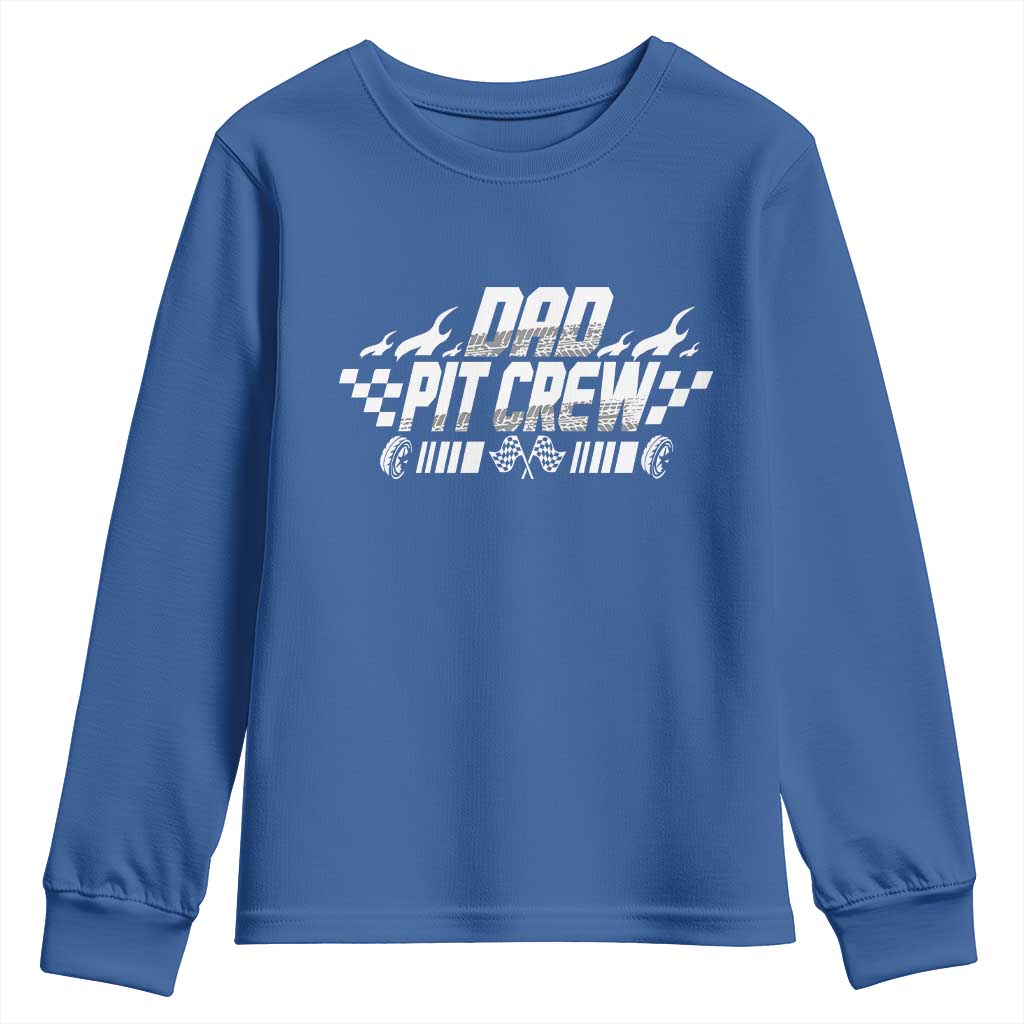 Dad Pit Crew Youth Sweatshirt Race Car Family Racing Birthday Hosting Parties - Wonder Print Shop