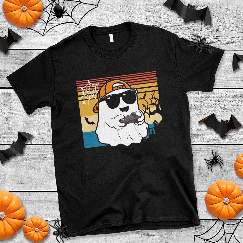 Halloween Boys Kids Ghost Gamer Scary Costume Gaming Men T Shirt Retro Funny Halloween - Wonder Print Shop