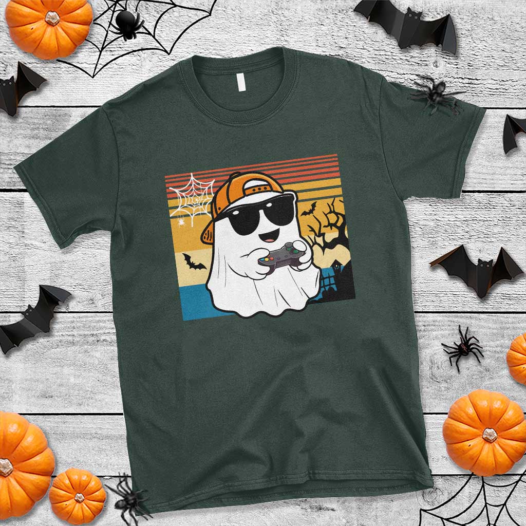 Halloween Boys Kids Ghost Gamer Scary Costume Gaming Men T Shirt Retro Funny Halloween - Wonder Print Shop