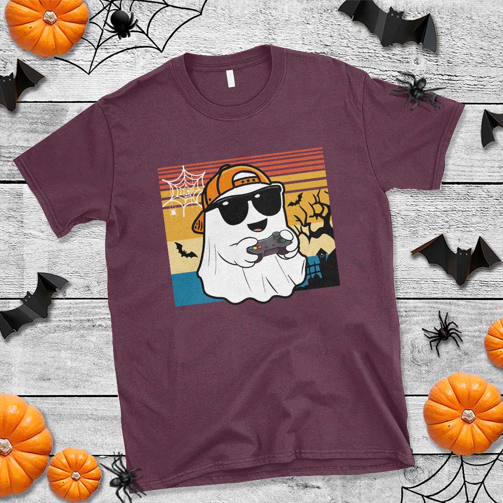 Halloween Boys Kids Ghost Gamer Scary Costume Gaming Men T Shirt Retro Funny Halloween - Wonder Print Shop