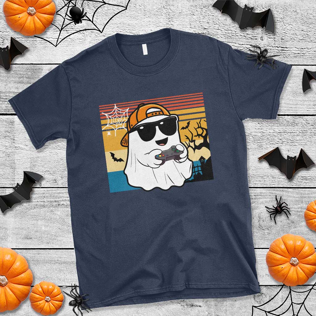 Halloween Boys Kids Ghost Gamer Scary Costume Gaming Men T Shirt Retro Funny Halloween - Wonder Print Shop