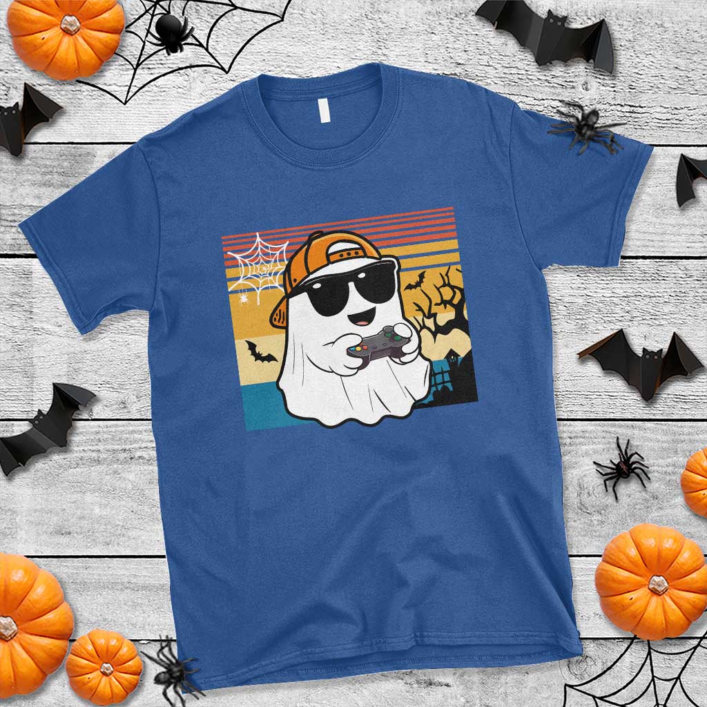 Halloween Boys Kids Ghost Gamer Scary Costume Gaming Men T Shirt Retro Funny Halloween - Wonder Print Shop