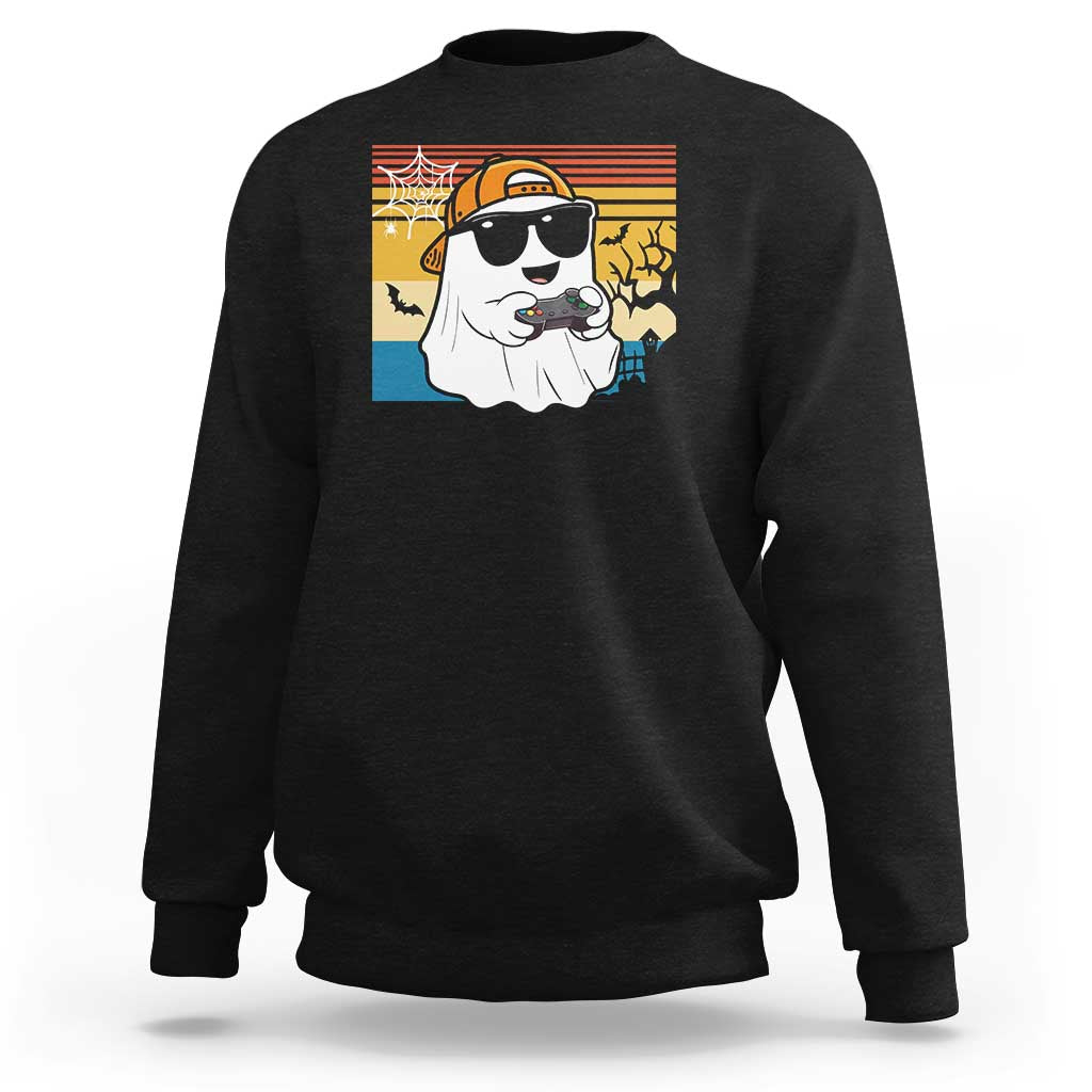 Halloween Boys Kids Ghost Gamer Scary Costume Gaming Men Sweatshirt Retro Funny Halloween - Wonder Print Shop