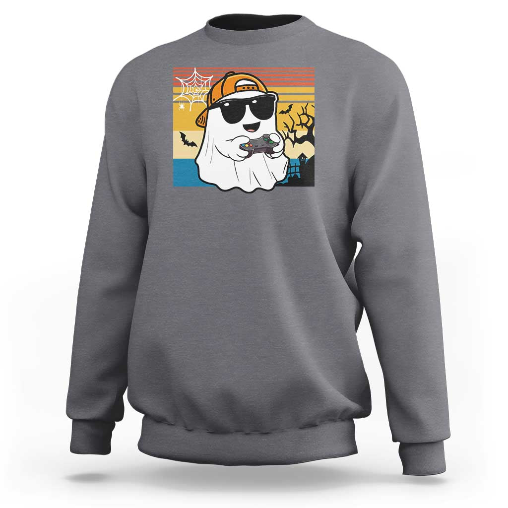 Halloween Boys Kids Ghost Gamer Scary Costume Gaming Men Sweatshirt Retro Funny Halloween - Wonder Print Shop