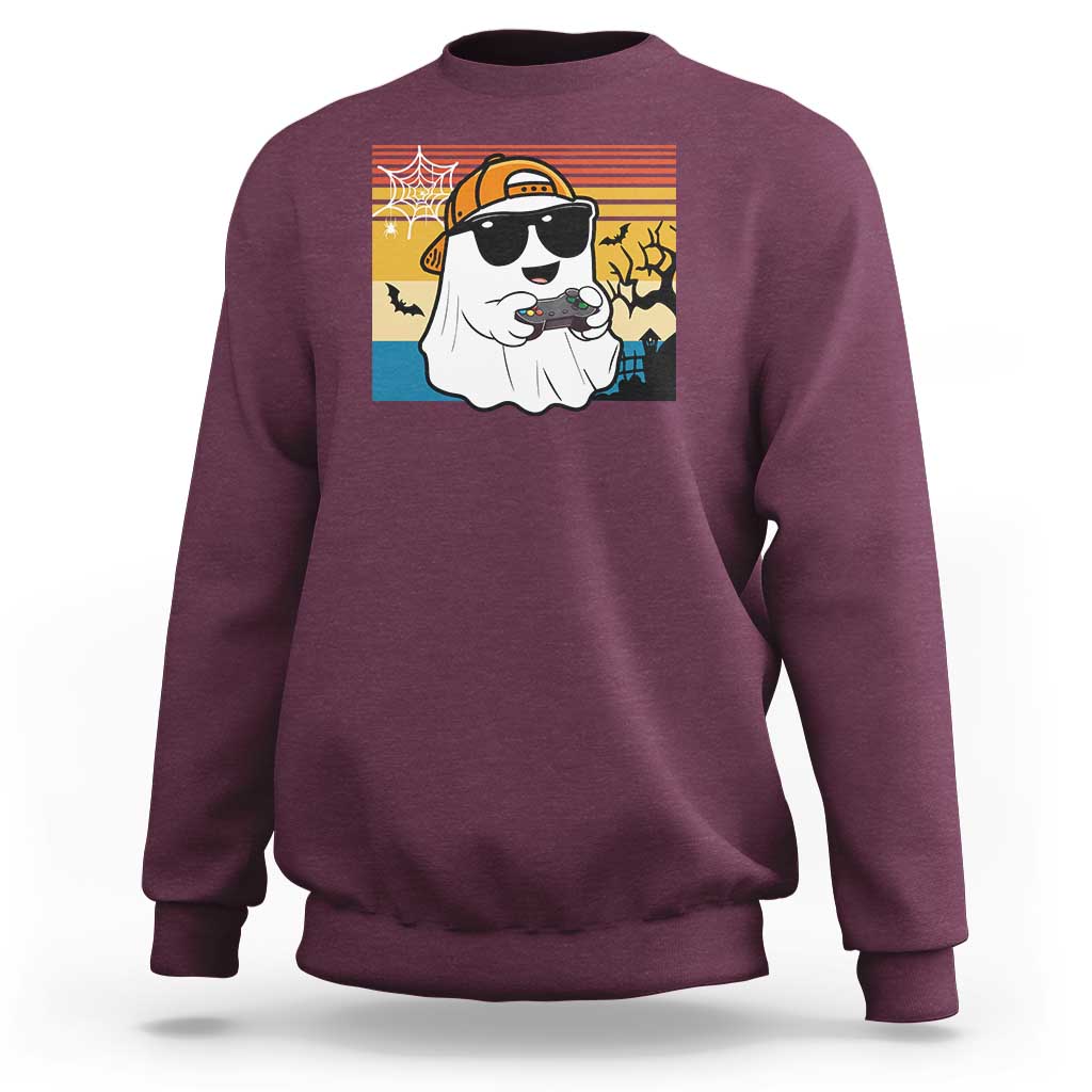 Halloween Boys Kids Ghost Gamer Scary Costume Gaming Men Sweatshirt Retro Funny Halloween - Wonder Print Shop