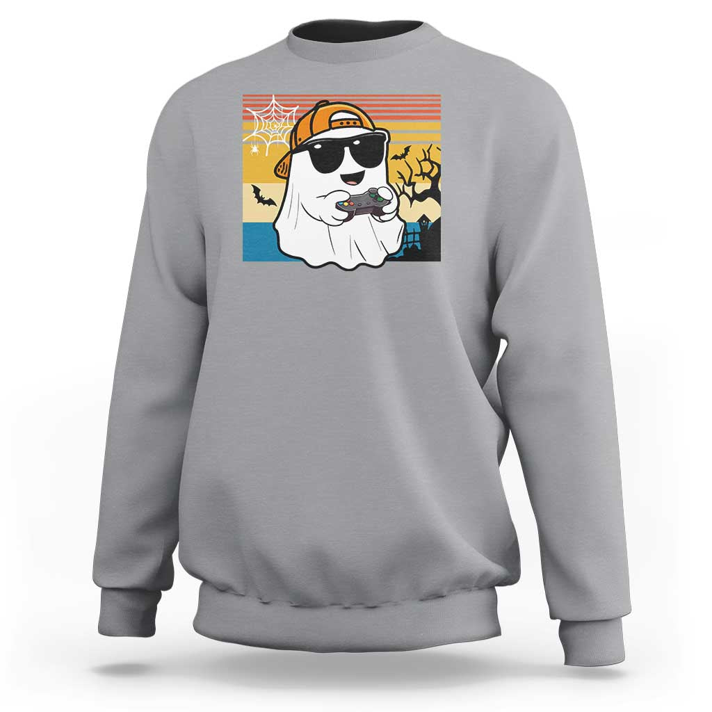 Halloween Boys Kids Ghost Gamer Scary Costume Gaming Men Sweatshirt Retro Funny Halloween - Wonder Print Shop