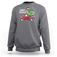 Dinosaur Christmas Tree Sweatshirt Merry Rexmas Xmas Pet Dino Trex Red Truck Family - Wonder Print Shop