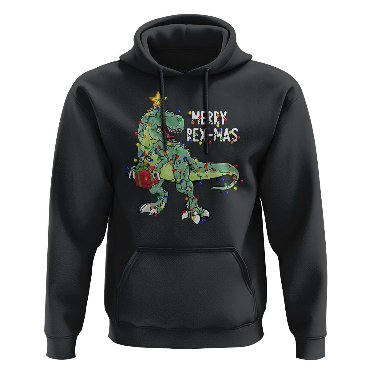 Dinosaur Christmas Tree Rex Hoodie Merry Rex-Mas Xmas Pet Dino Trex Xmas Lights