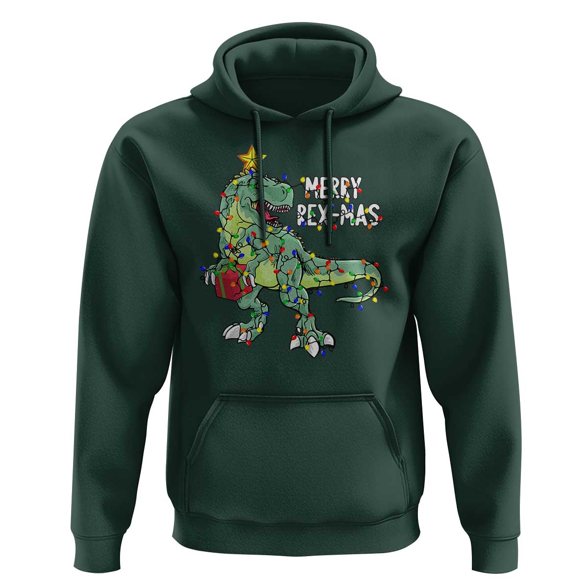 Dinosaur Christmas Tree Rex Hoodie Merry Rex-Mas Xmas Pet Dino Trex Xmas Lights