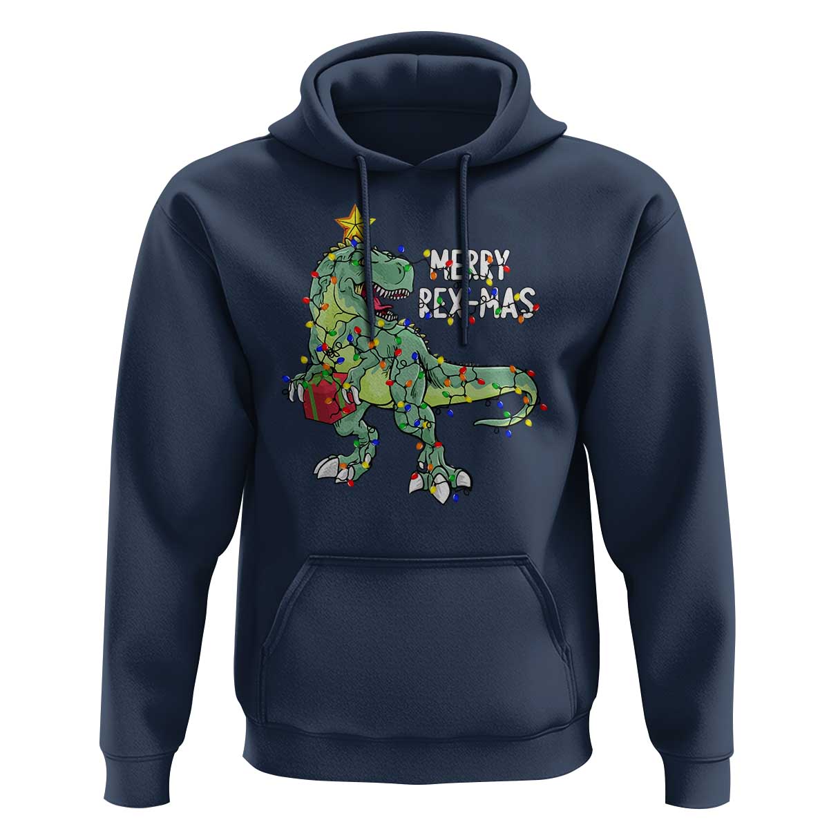 Dinosaur Christmas Tree Rex Hoodie Merry Rex-Mas Xmas Pet Dino Trex Xmas Lights