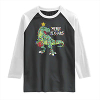 Dinosaur Christmas Tree Rex Raglan Shirt Merry Rex-Mas Xmas Pet Dino Trex Xmas Lights