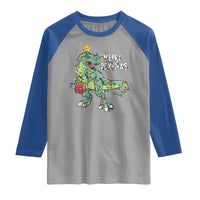 Dinosaur Christmas Tree Rex Raglan Shirt Merry Rex-Mas Xmas Pet Dino Trex Xmas Lights