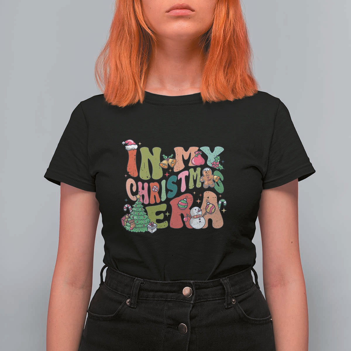 In My Christmas Era T Shirt For Women Cute Groovy Holiday Xmas - Wonder Print Shop