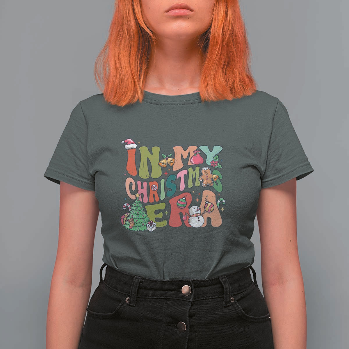 In My Christmas Era T Shirt For Women Cute Groovy Holiday Xmas - Wonder Print Shop