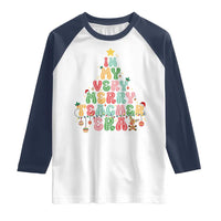 Christmas Teacher Raglan Shirt In My Very Merry Teacher Era Xmas Tree
