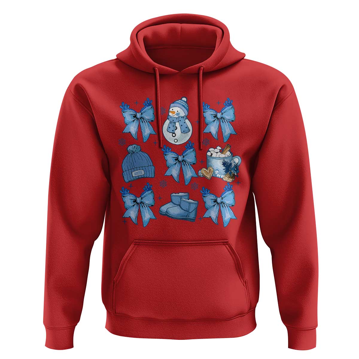 Coquette Bow Christmas Hoodie Cozy Winter Xmas Gift Blue Holiday