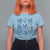 Coquette Bow Christmas T Shirt For Women Cozy Winter Xmas Gift Blue Holiday - Wonder Print Shop