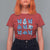 Coquette Bow Christmas T Shirt For Women Cozy Winter Xmas Gift Blue Holiday - Wonder Print Shop