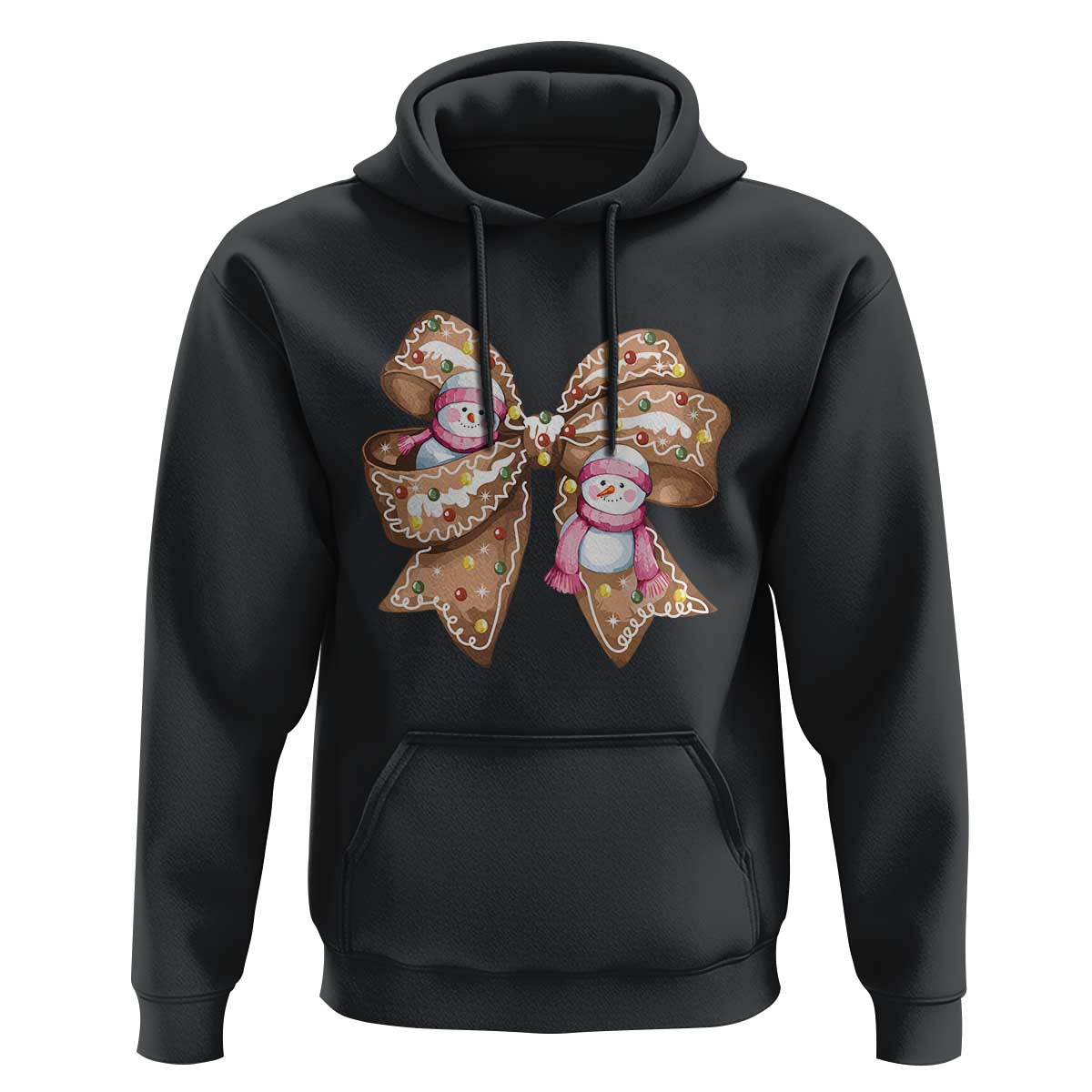 Gingerbread Coquette Bow Christmas Hoodie Cute Snowman Girly Xmas Gifts For Her