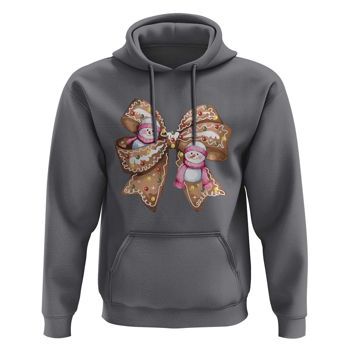 Gingerbread Coquette Bow Christmas Hoodie Cute Snowman Girly Xmas Gifts For Her