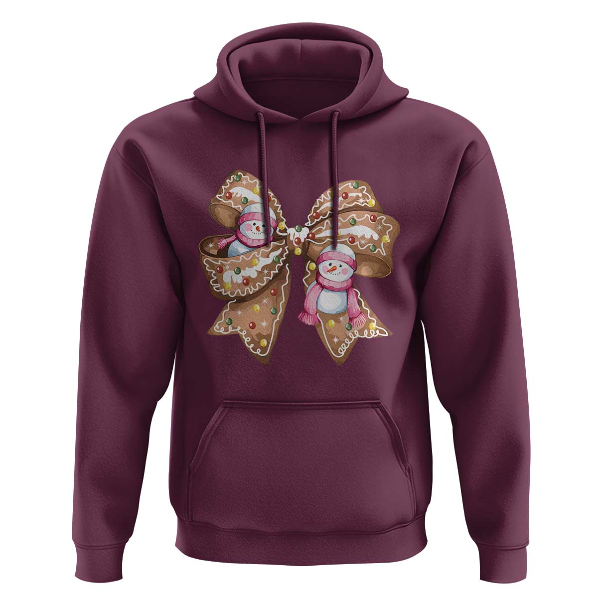 Gingerbread Coquette Bow Christmas Hoodie Cute Snowman Girly Xmas Gifts For Her