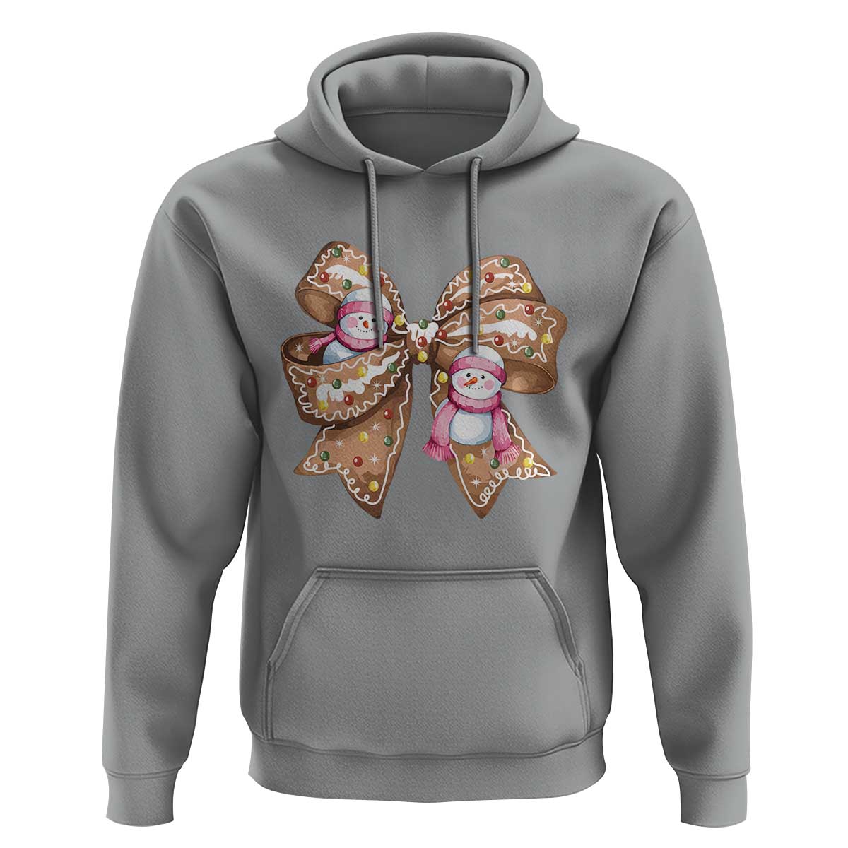 Gingerbread Coquette Bow Christmas Hoodie Cute Snowman Girly Xmas Gifts For Her