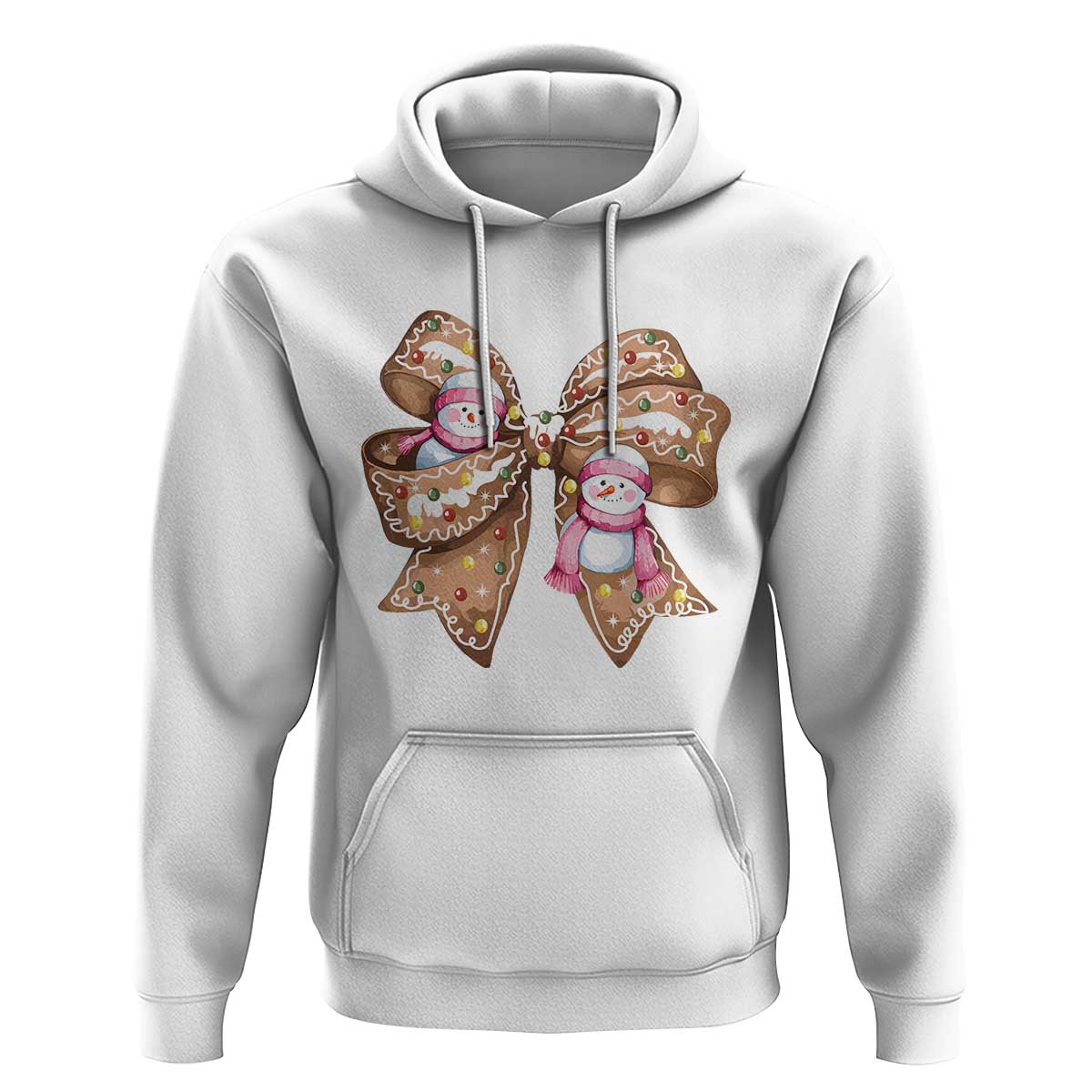 Gingerbread Coquette Bow Christmas Hoodie Cute Snowman Girly Xmas Gifts For Her