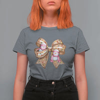 Gingerbread Coquette Bow Christmas T Shirt For Women Cute Snowman Girly Xmas Gifts For Her - Wonder Print Shop