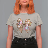 Gingerbread Coquette Bow Christmas T Shirt For Women Cute Snowman Girly Xmas Gifts For Her - Wonder Print Shop