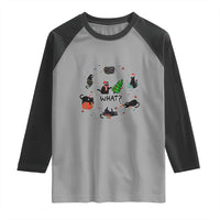 Cute Cat Christmas Raglan Shirt What? Funny Meowy Catmas Gift For New Year